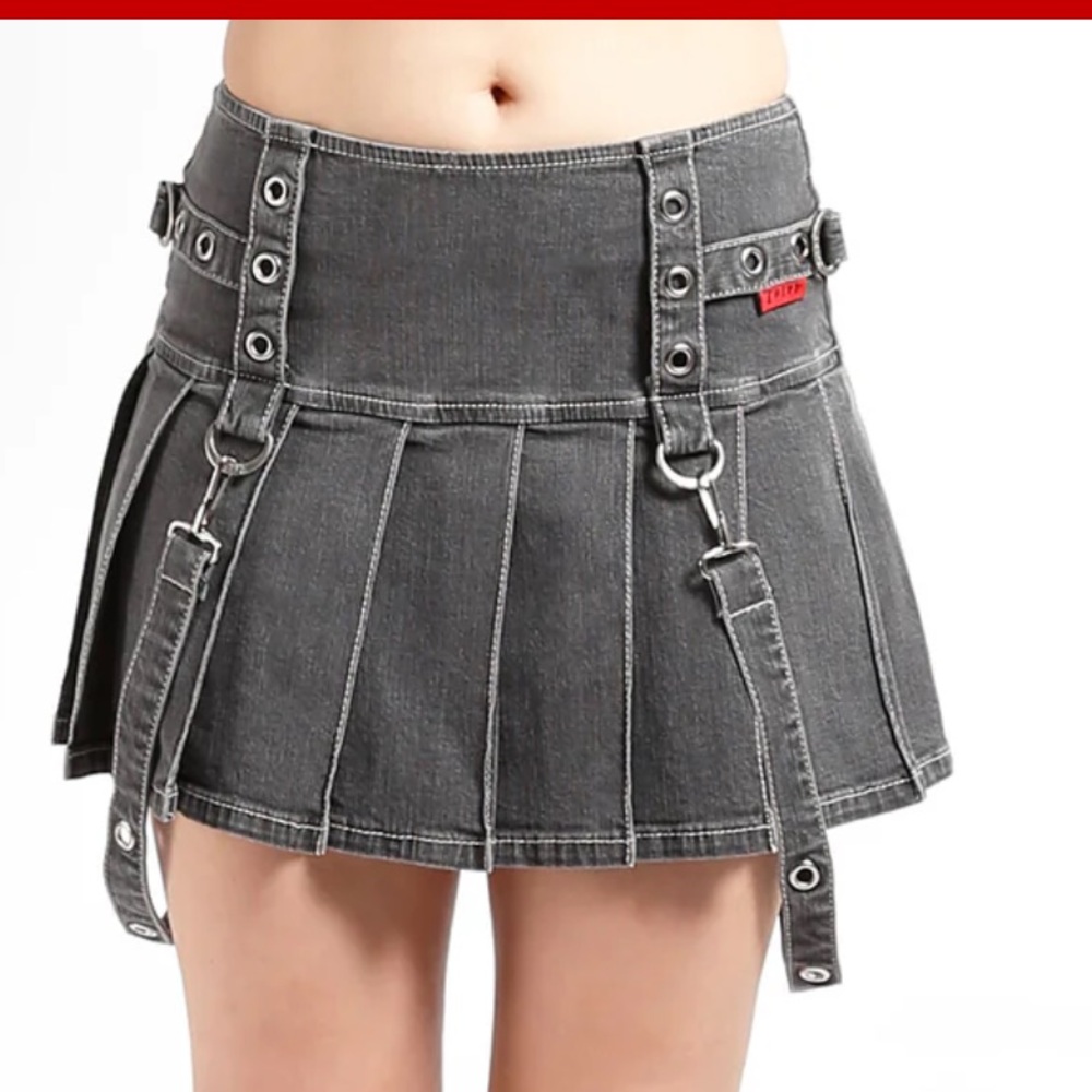 Edgy Gray Denim Mini Skirt